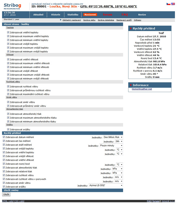 Lokální administrátorské rozhraní – nastavení lokálního webu